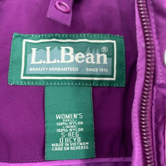 L.L Bean Jacket Women's S Purple Hooded Full Zipped Snap Long Sleeve Windbreaker - Picture 8 of 11
